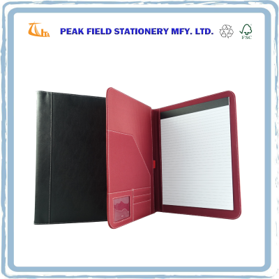 A4 Red Color PU Leather Hotel Compendium Folders