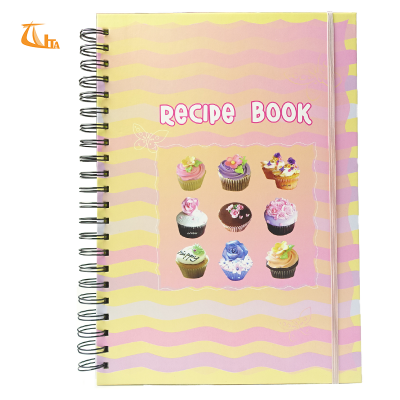 Wholesale Fashion Hardcover A4 Spiral Recipe Notebook with colored Dividers